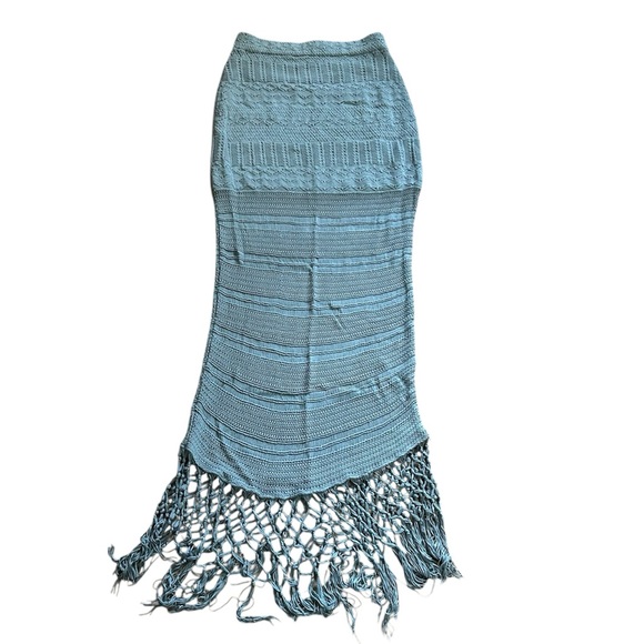 House of Harlow 1960 X Revolve Dusty Blue Crochet Maxi Skirt Set NWOT - Picture 6 of 9